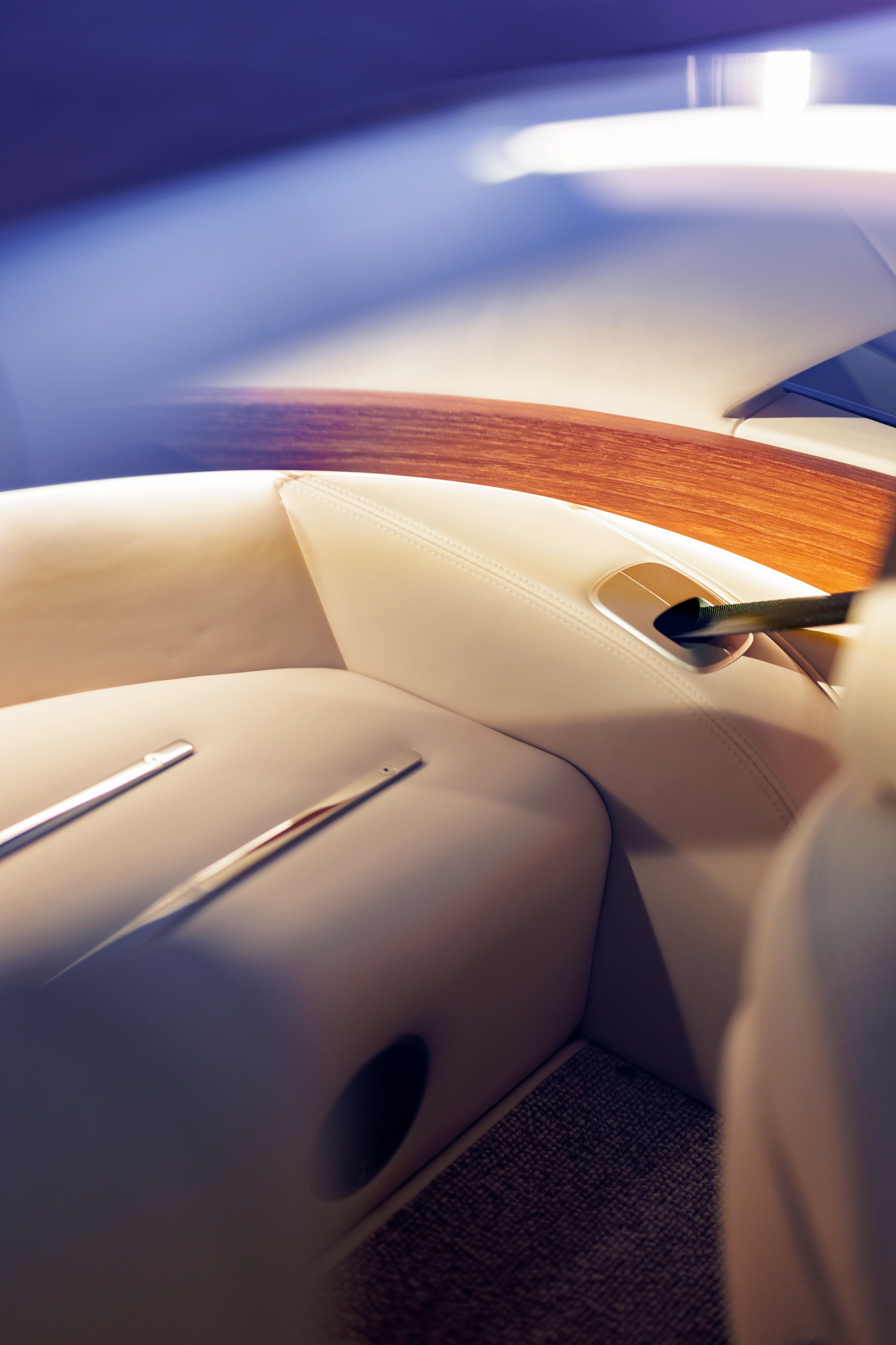 Details of Car 0's teak, aluminium and leather interior trim