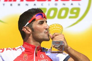 Spanish rider Javier Benitez (Contentpolis-Ampo) celebrates his stage win.