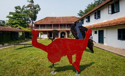 Praneet Soi's sculpture in the quadrangle of Pepper House.