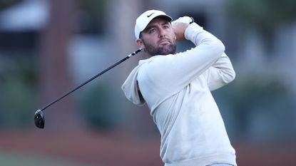 Scottie Scheffler of the United States plays a shot on the second hole prior to the RBC Heritage 2026 at Harbour Town Golf Links on April 15, 2026 in Hilton Head Island, South Carolina.