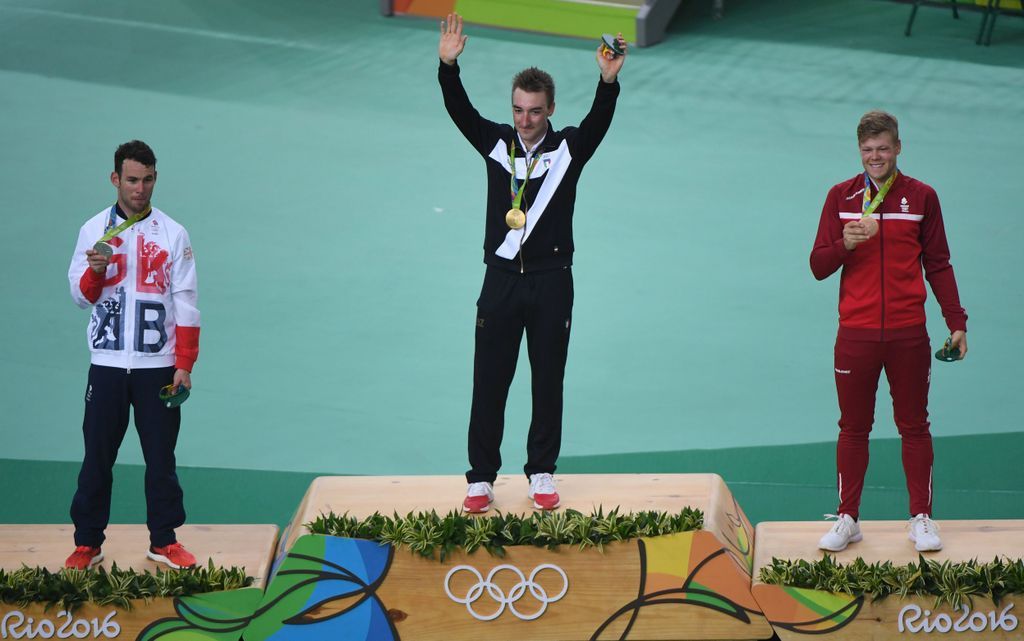 Elia Viviani (Italy) on top step of the podium