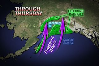 Winds gust to near 100 mph for a time Wednesday along the Turnagain Arm and the mountains in south-central Alaska.