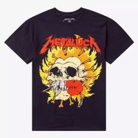 Metallica Flaming Skull & Flower Puff Paint Tee