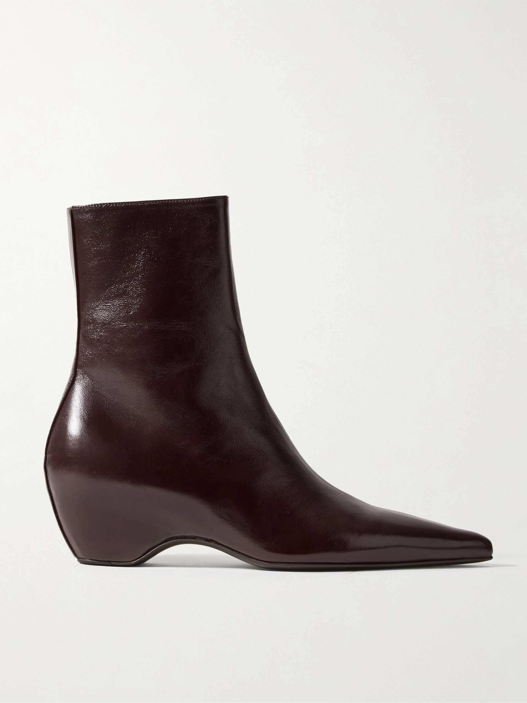 Sybil Glossed-Leather Ankle Boots