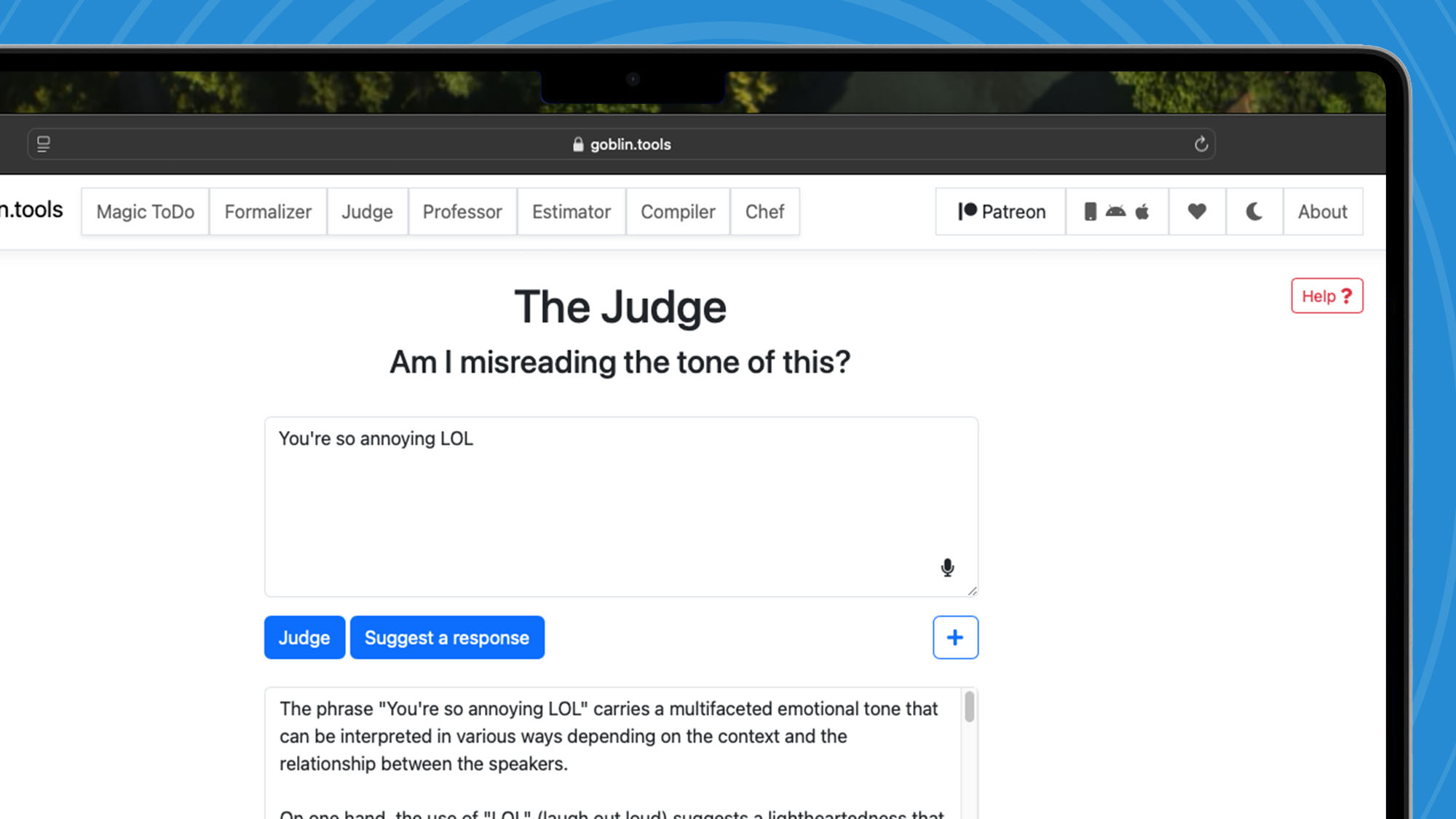 The Judge free AI tool