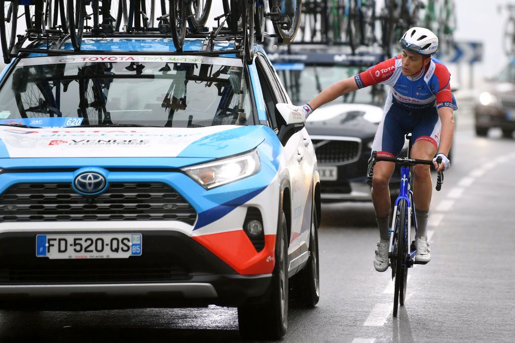 GRAZALEMA SPAIN FEBRUARY 19 Niki Terpstra of The Netherlands Team Total Direct Energie Feed Zone Car during the 66th Vuelta a Andaluca Ruta del Sol 2020 Stage 1 a 1738km stage from Alhaurn de la Torre to Grazalema 911m VCANDALUCIA UCIProSeries on February 19 2020 in Grazalema Spain Photo by David RamosGetty Images