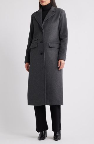 Longline Wool Blend Reefer Coat