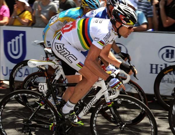 Cadel Evans (BMC) in the peloton