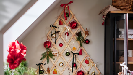 a wall-mounted Christmas tree