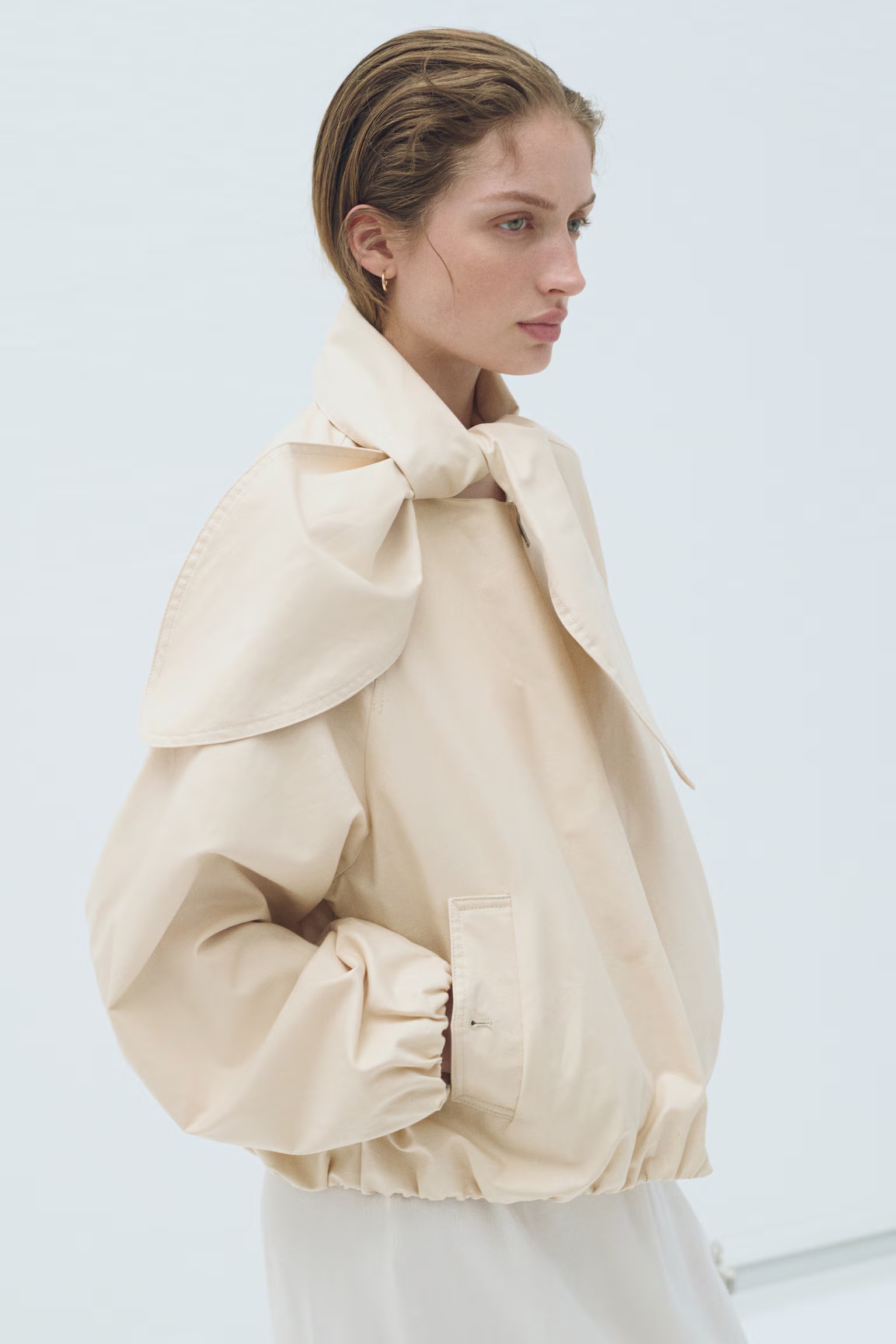 Scarf-Collar Linen-Blend Jacket