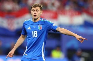 Italy Euro 2024 squad Nicolo Barella of Italy in action during the UEFA EURO 2024 group stage match between Croatia and Italy at Football Stadium Leipzig on June 24, 2024 in Leipzig, Germany.(Photo by Chris Brunskill/Fantasista/Getty Images)