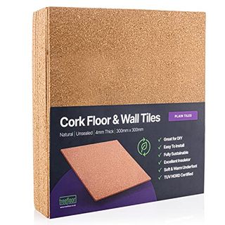 Treefloor Natural Plain Cork Tiles - 300mm X 300mm X 4mm (pack of 16)