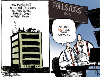 Political cartoon U.S. 2016 election pollsters