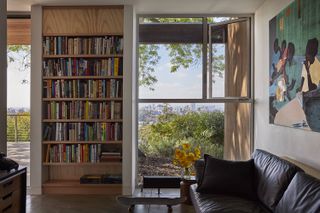 silver lake house in California showing the modern restoration of an existing, modest hillside cabin into a 21st century home