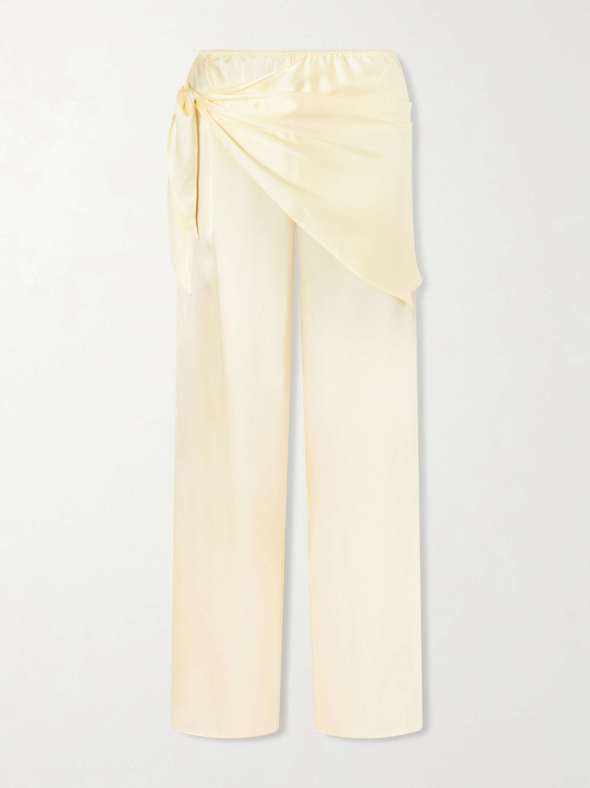 Lavona Tie-Detailed Silk-Satin Wide-Leg Pants
