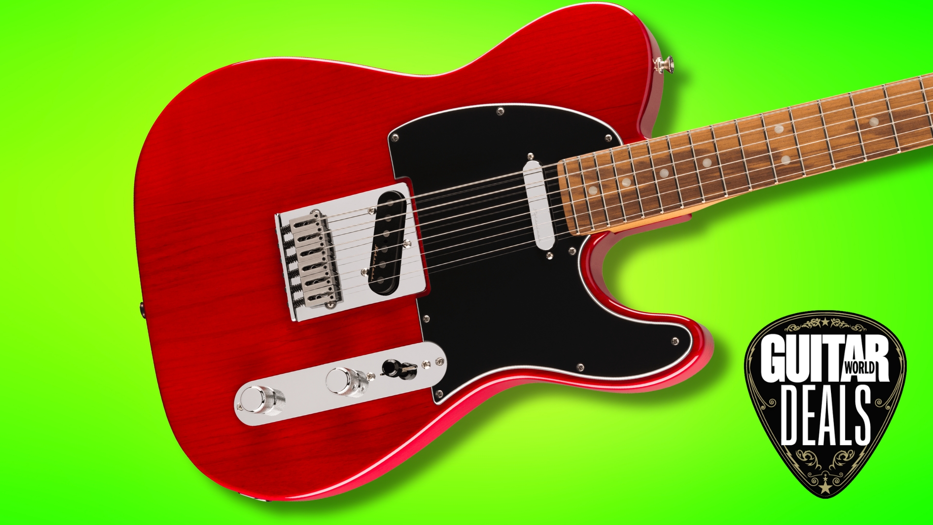 A Fender Player Plus Telecaster on a green background