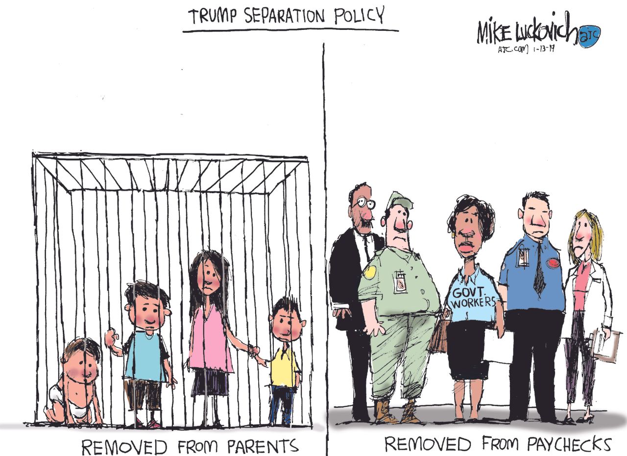 Political Cartoon U.S. Trump family separation policy government shutdown