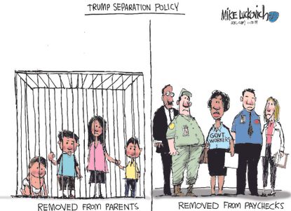 Political Cartoon U.S. Trump family separation policy government shutdown