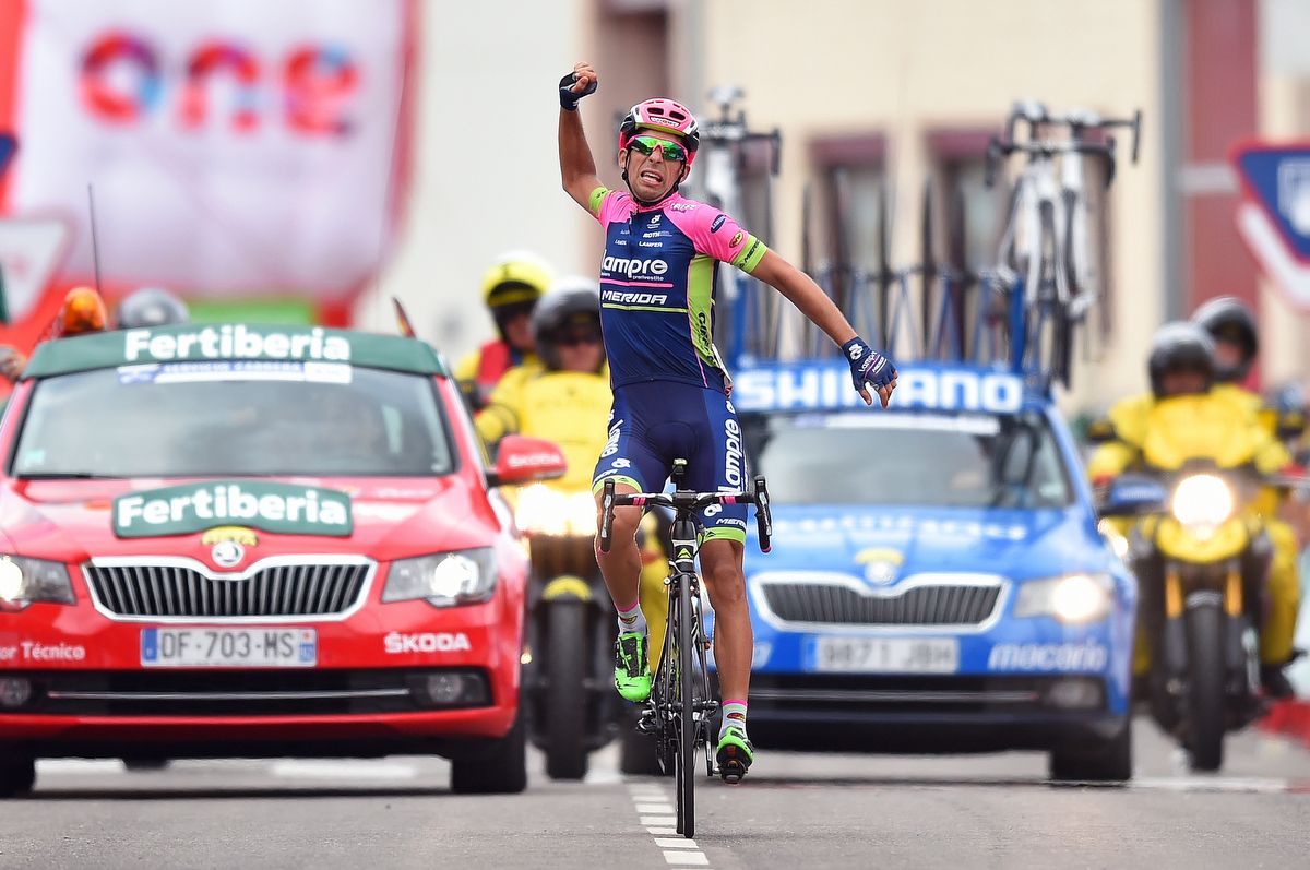 Nelson Oliveira (Lampre-Merida) soloed to stage 13 victoy