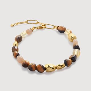 Gold Vermeil Rio Neutral Gemstone Beaded Bracelet - Tigers Eye