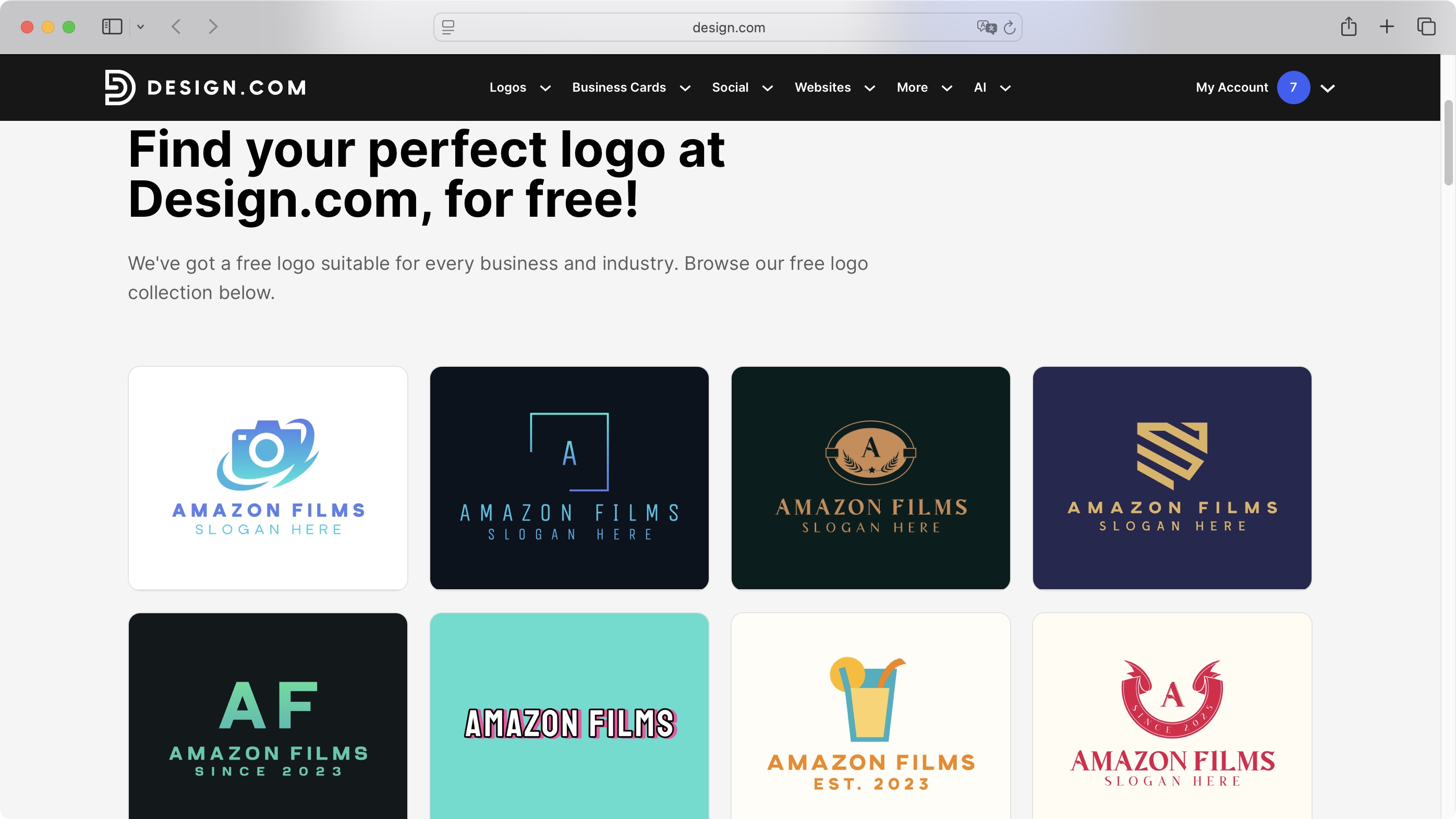 Design.com interface during our review