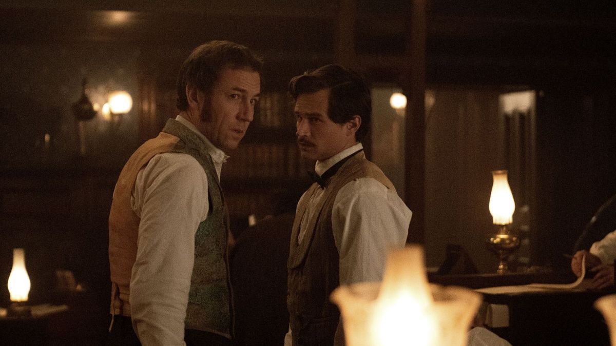 Tobias Menzies and Brandon Flynn in Manhunt