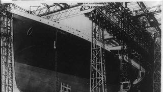 The Titanic in dock roughly a year before its fatal maiden voyage 