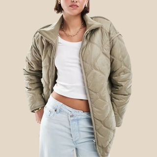 flat lay image of quilted jacket