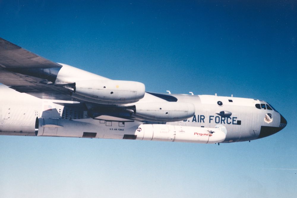 Space History Photo: Pegasus Rocket Carried by B-52 | Space