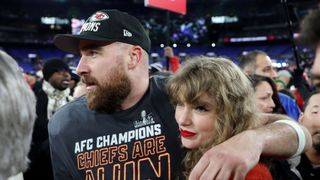 Taylor Swift and Travis Kelce celebrate Kansas City Chiefs' 2024 win