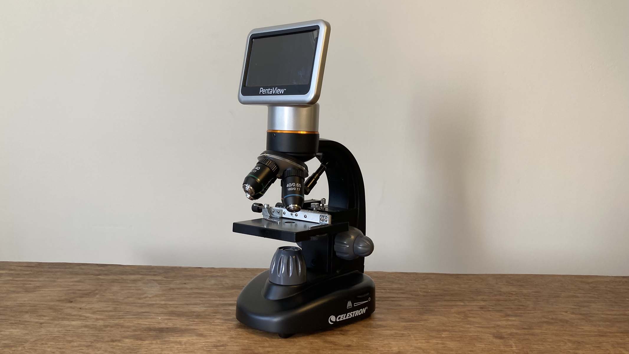 microscope on a table