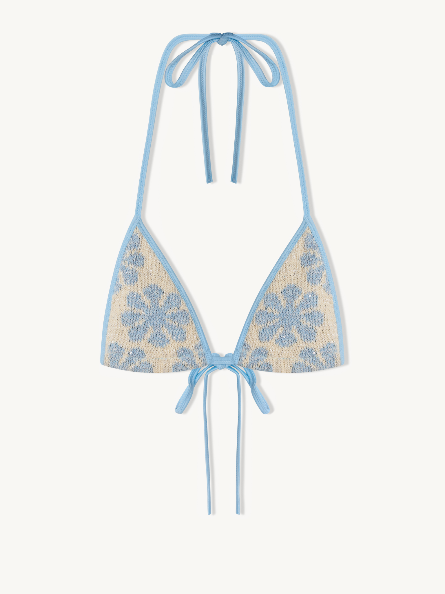 Lio Jaquard Bikini Top - Salt/sky Blue Delilah Sequin - Xs