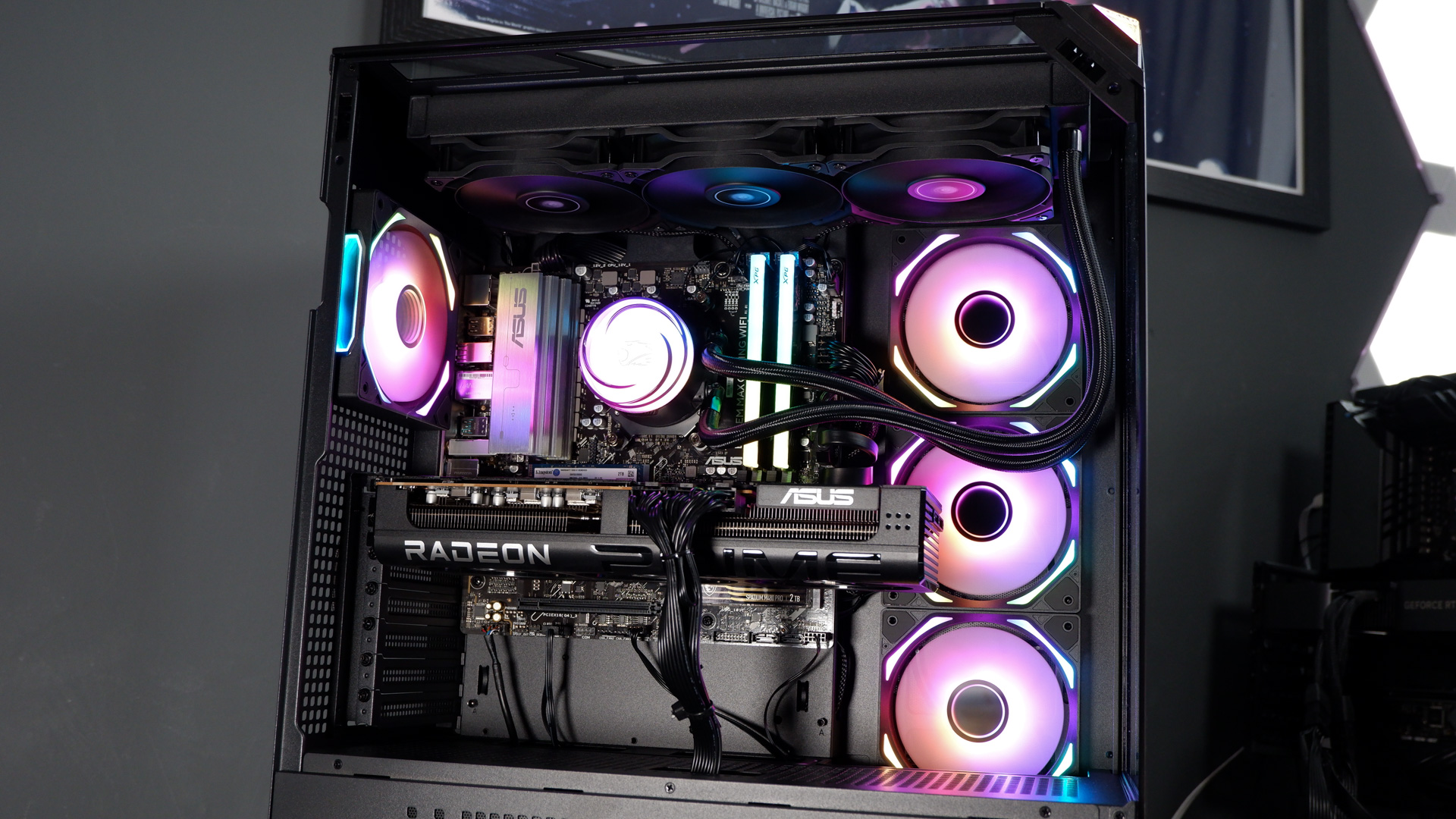 iBuyPower RDY Element 9 Pro R07 on a desk during the set-up process.