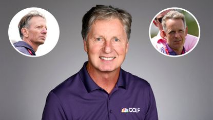 Main image of Brandel Chamlee with inset left of Brad Faxon and inset right of Luke Donald