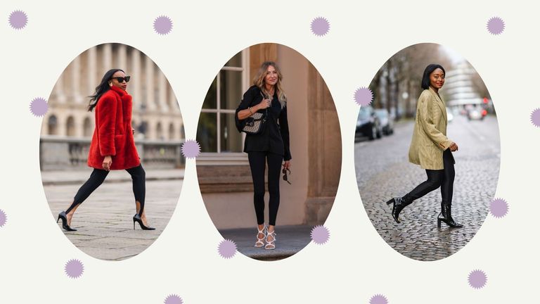 Composite image of three models wearing leggings outfits