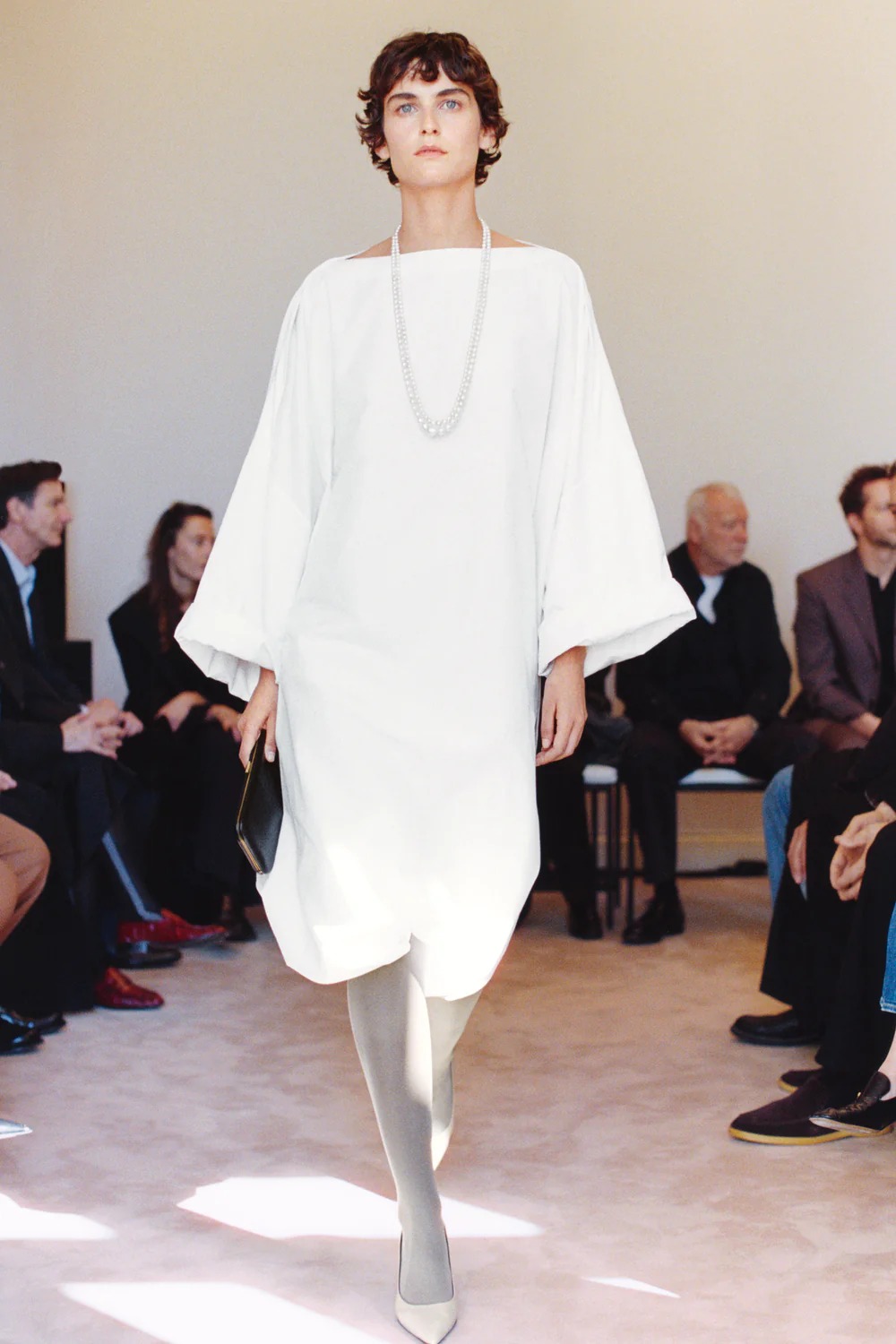 The Row model walks the Winter 2026 runway during Paris Fashion Week