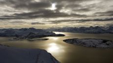 Sunset in winter landscape of Finland.