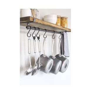 rustic wooden kitchen hanging rack