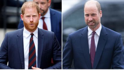 Composite of an image of Prince Harry in April 2025 and an image of Prince William in March 2025