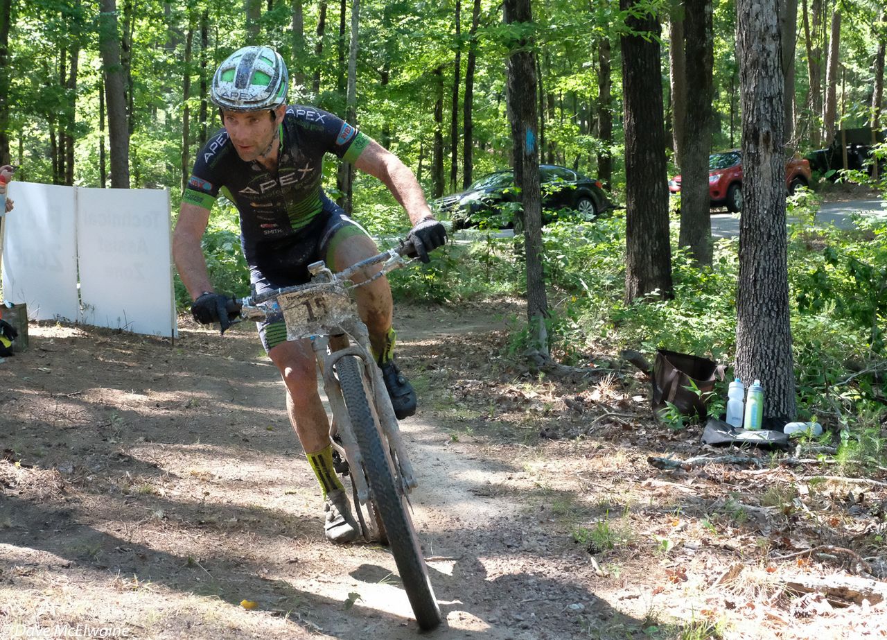 Justine Lindine (Apex) riding in fourth position during the second lap.