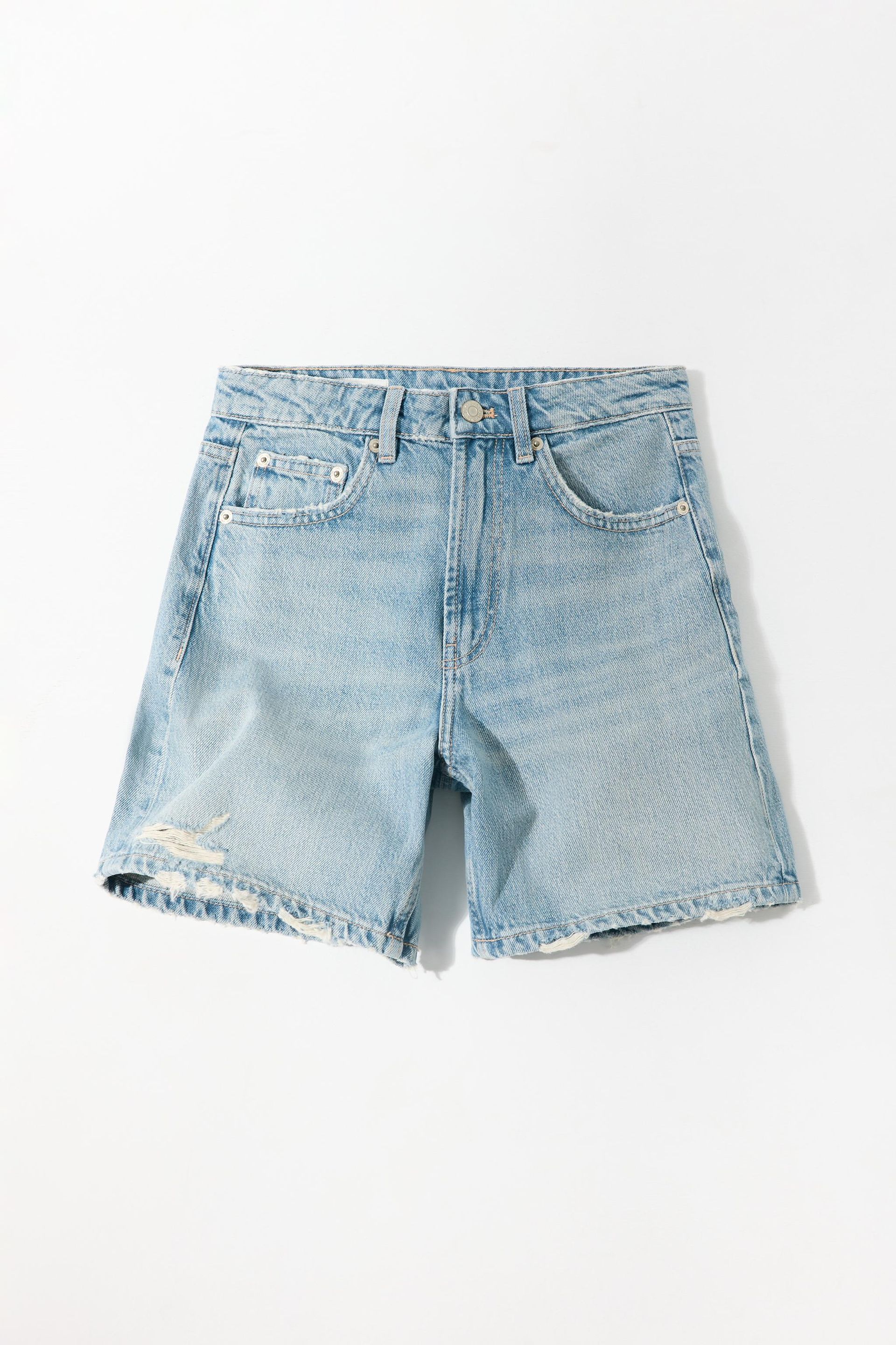 ZARA, Mid-Rise Trf Denim Shorts