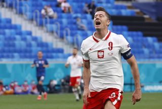 Poland’s Robert Lewandowski had a frustrating game