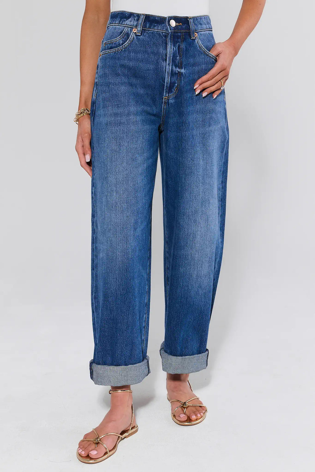 Gigi Dark Wash Barrel Jeans by Rolla's