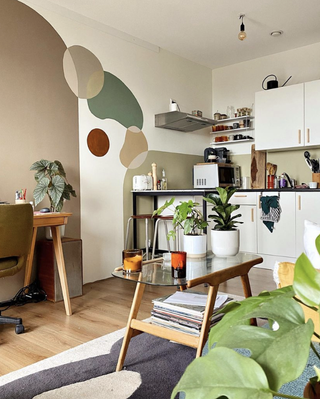 Living room with potted plants