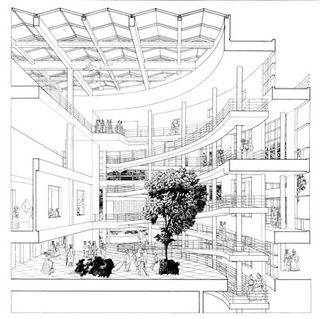 Perspective drawing of the High Museum of Art in Atlanta