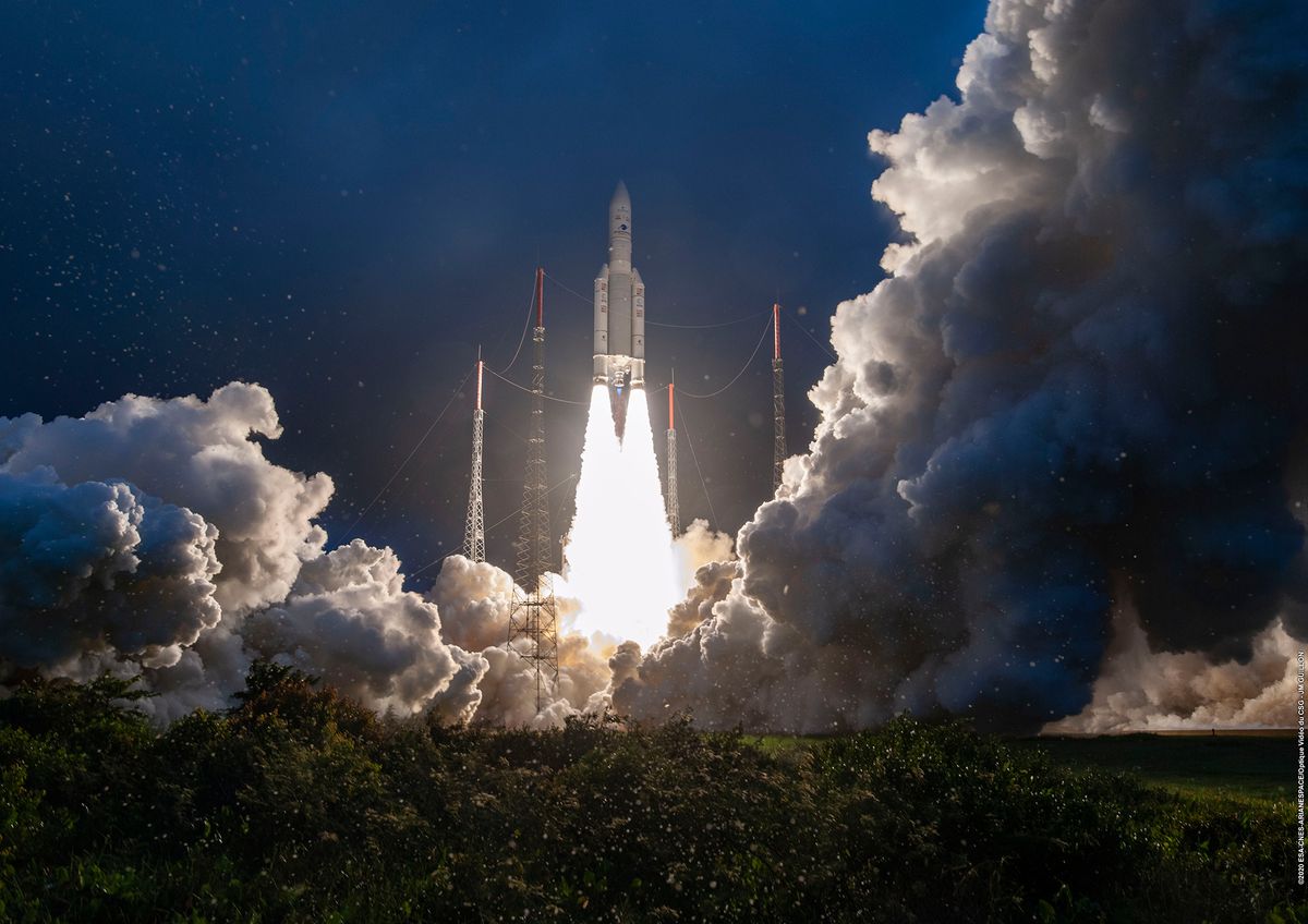 Ariane 5 Rocket Launches Communications Satellites For India, Eutelsat ...