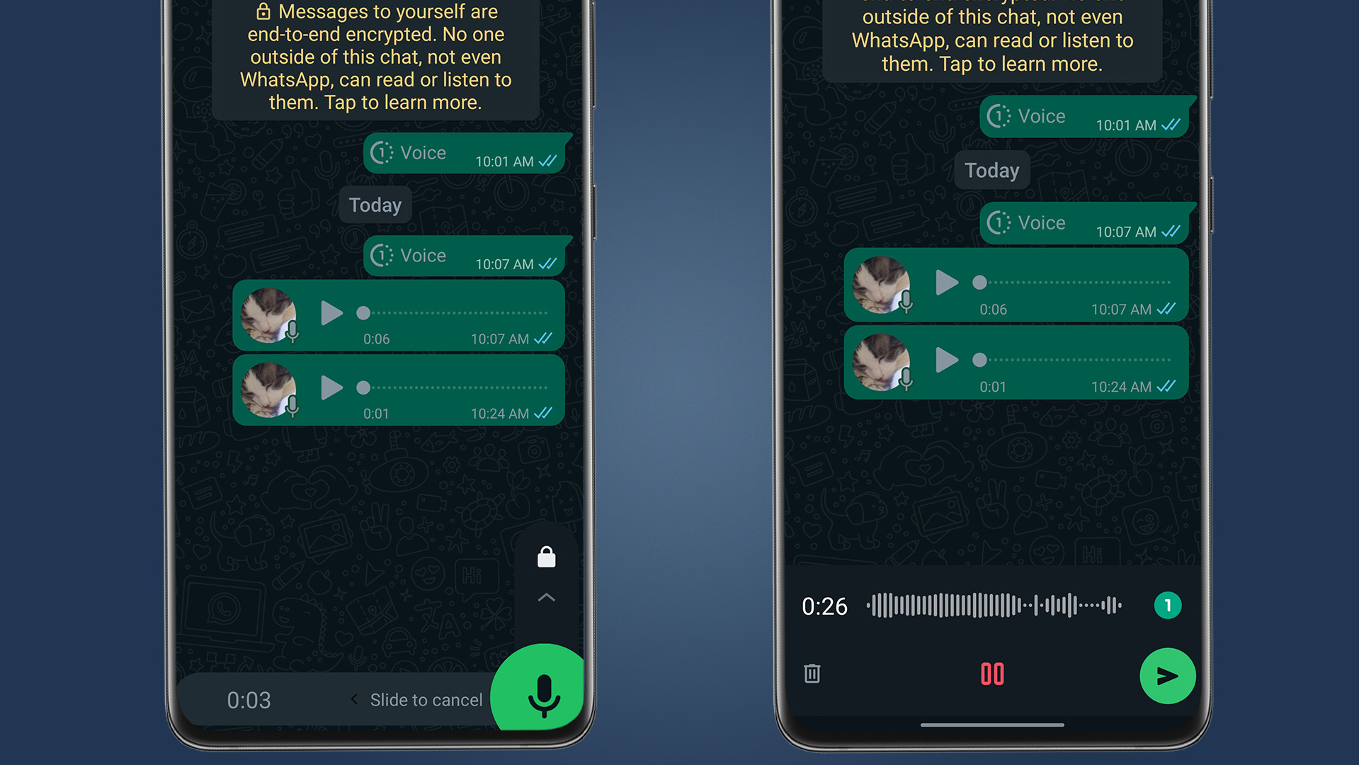 واتس اپ پیام های صوتی خود تخریب شونده را برای اندروید و iOS راه اندازی کرد