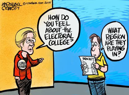 Political Cartoon U.S. Elizabeth Warren removal of electoral college March madness