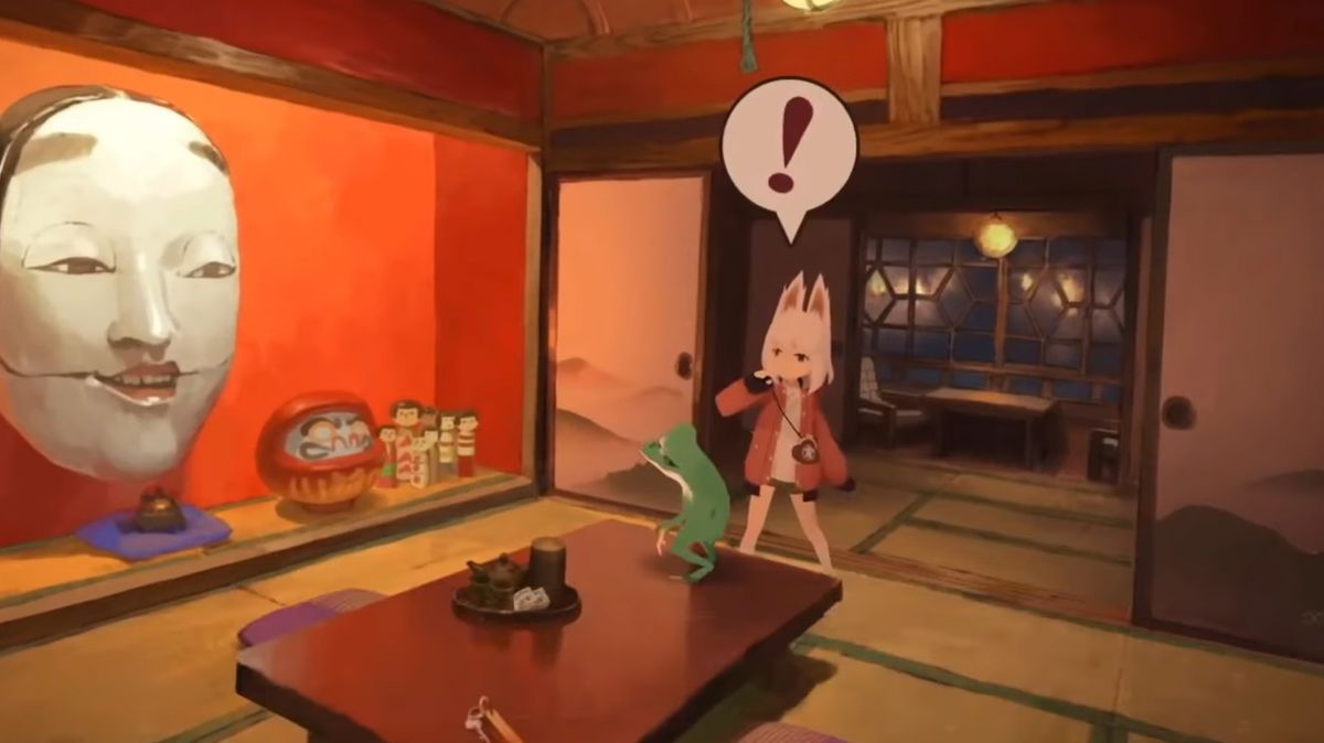 Fox and a frog in a restaurant