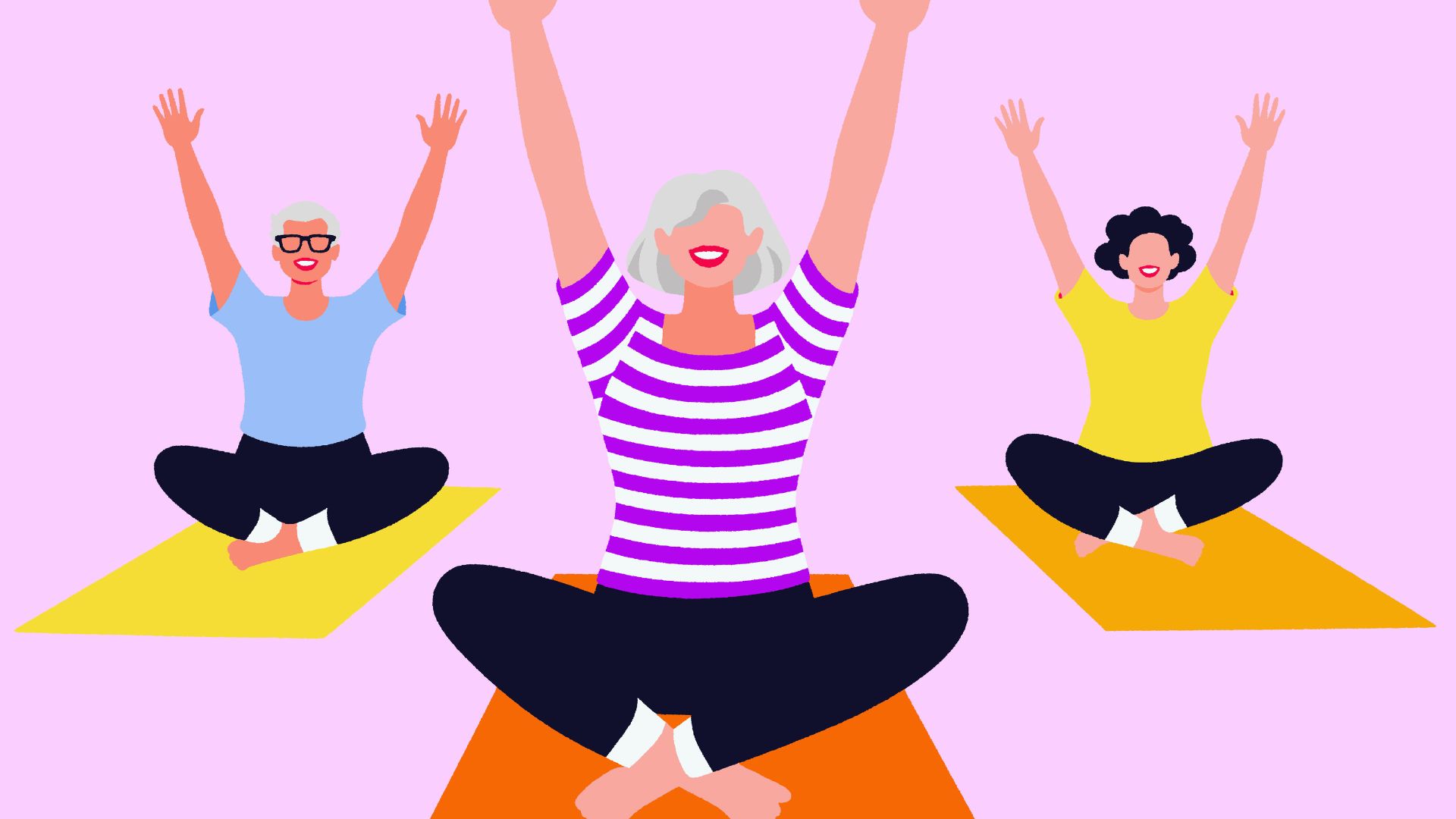 Illustration of three woman doing yoga